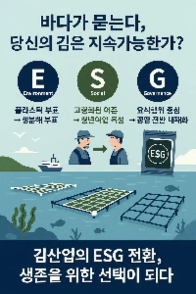 “바다가 묻는다, 당신의 김은 지속가능한가?”K-김의 ESG 전환, 생존을 위한 선택이 되다플라스틱 부표에서 친환경 플랫폼으로… ‘김 한 장’에 담긴 시대의 물음